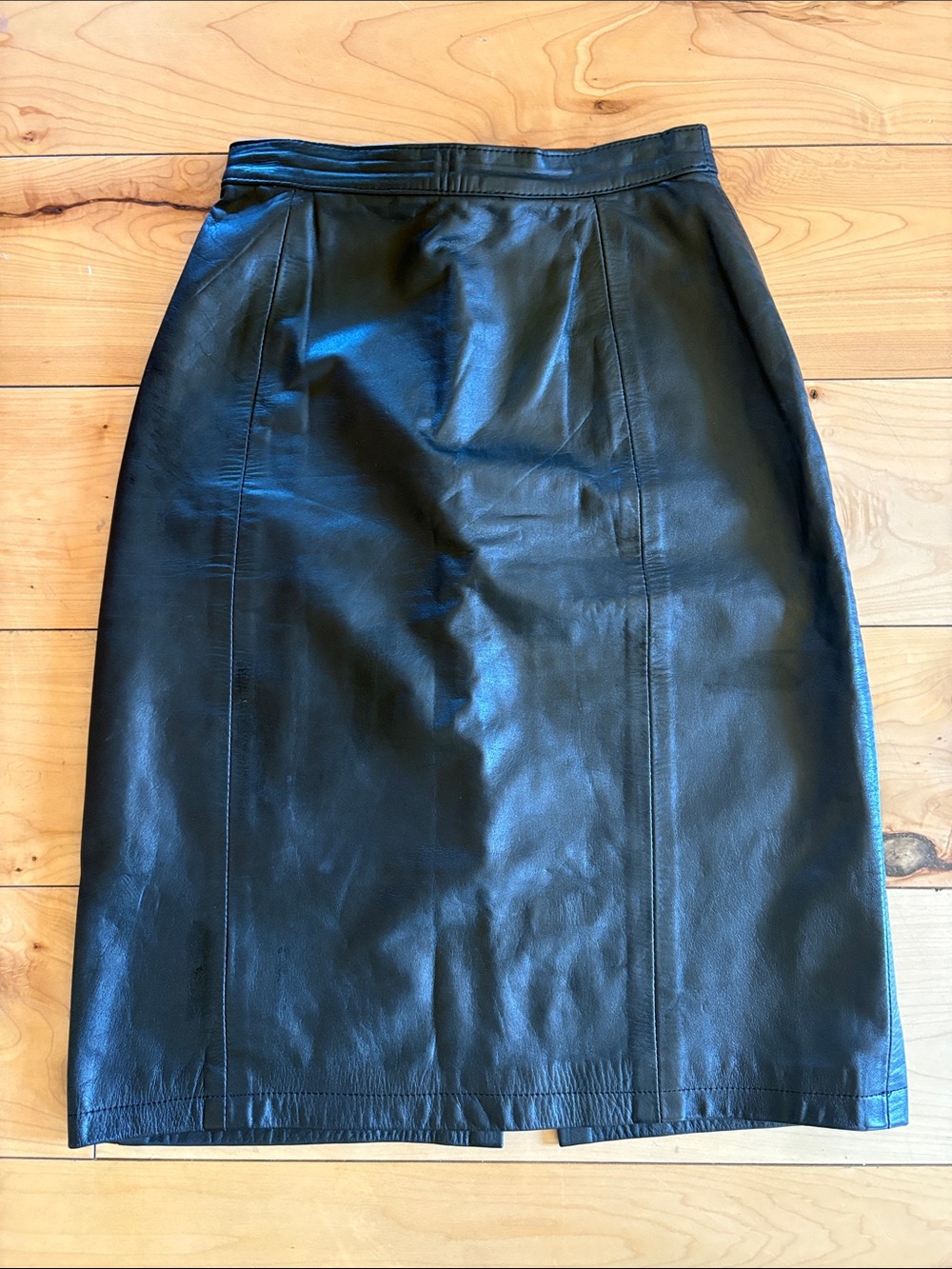 Amati Black Leather Pencil Skirt